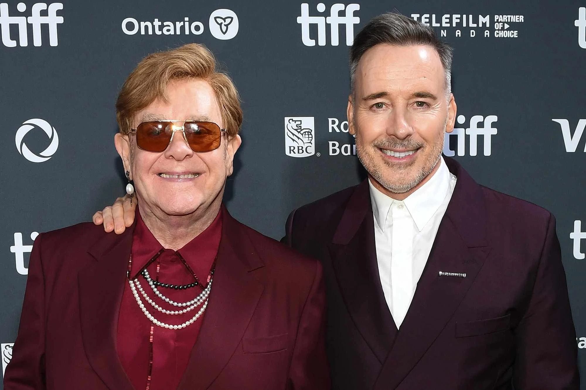 Elton John and his husband David Furnish at TIFF 2024