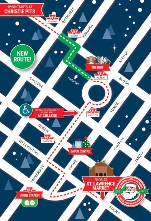 Toronto Santa Claus Parade Route