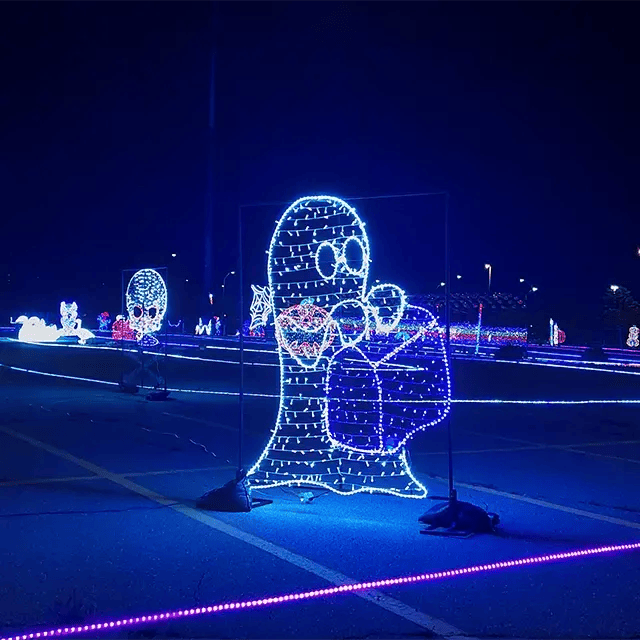glowing ghost figure at the Spooktacular Light Show