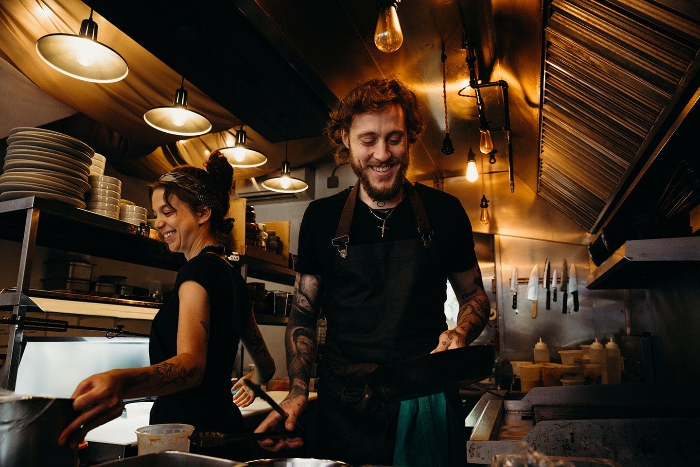 Chefs Jeff Merkel and Leah Steduto