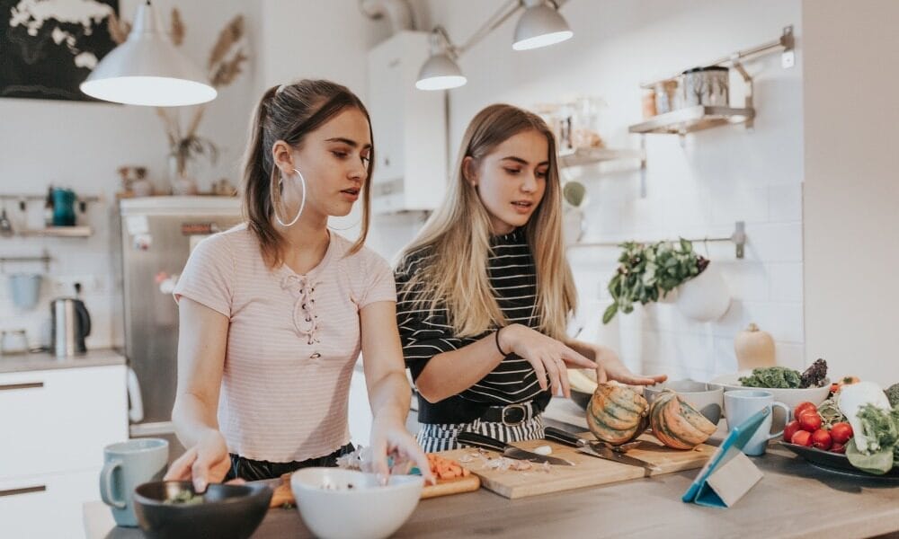 Cooking a meal at home