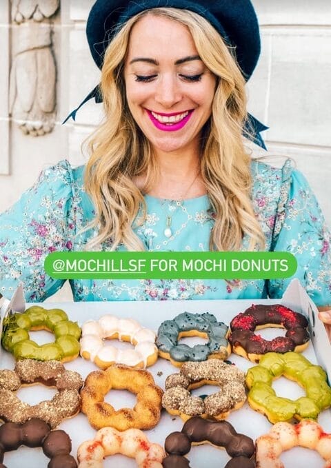 Kelly Huibregtse influencer on her instagram showing mochi donuts