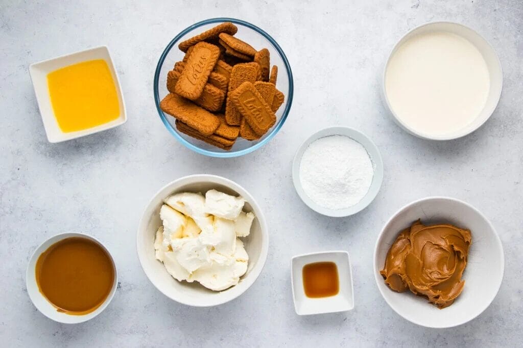 Ingredients for a Biscoff Cheesecake