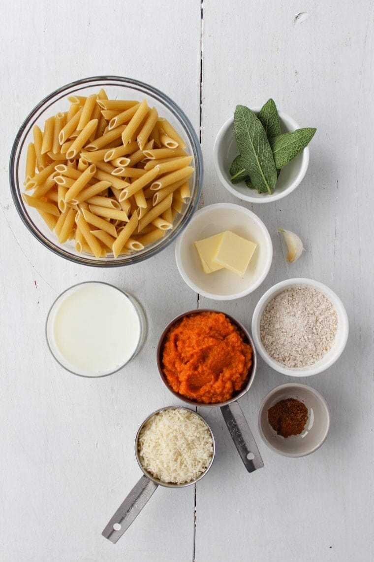 Pumpkin and sage pasta ingredients