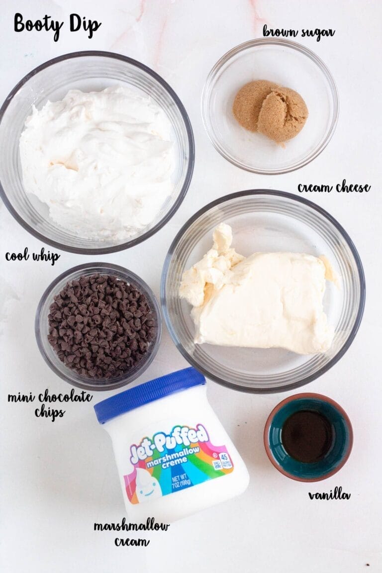 Ingredients for the booty dip dessert