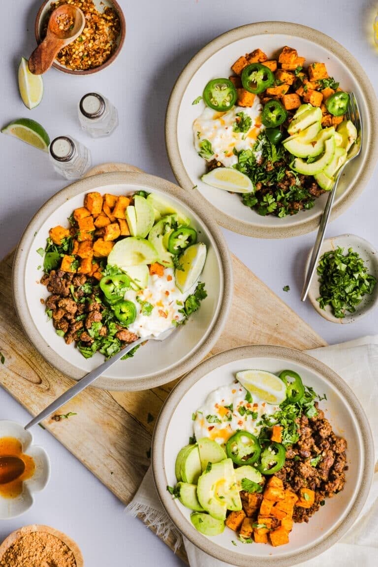 Cottage Cheese Beef and Sweet Potato Protein Bowl
