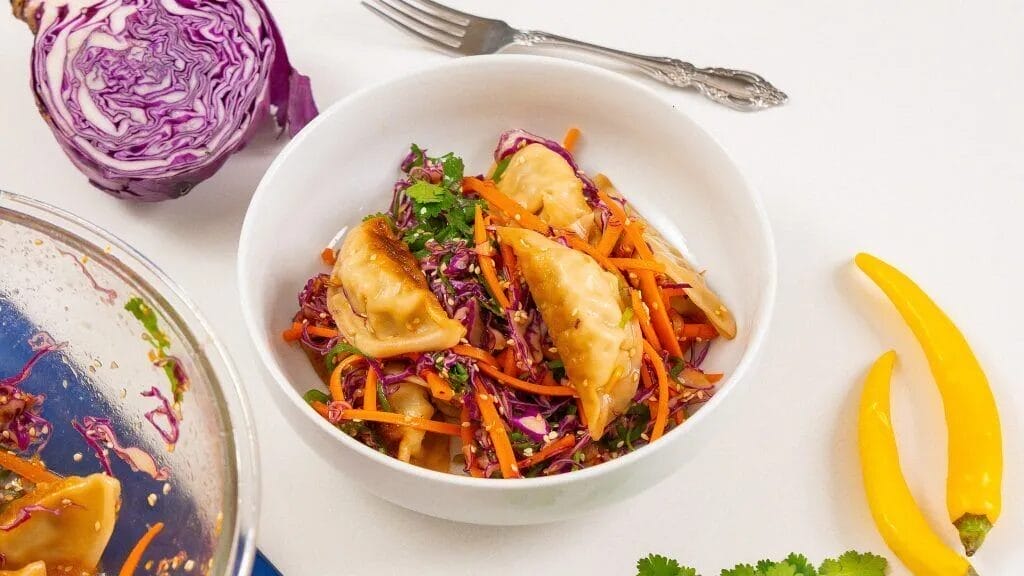 Crispy dumpling salad