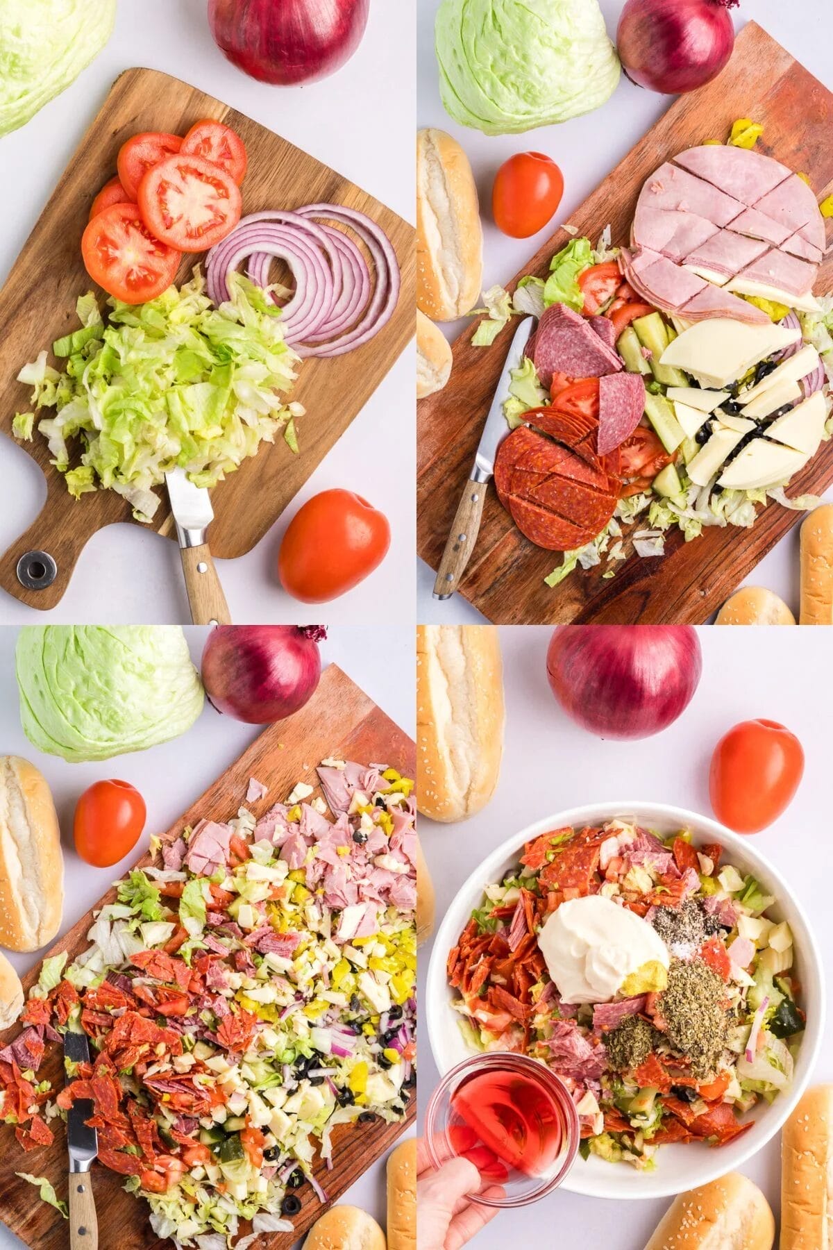 Chopped Italian Sandwich preparation