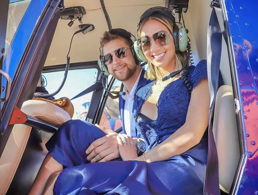 A couple in a helicopter - Wine and Chocolate Tasting