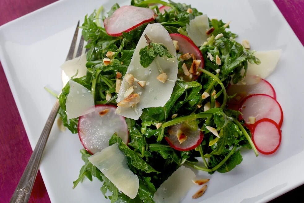Arugula and radish salad for spring