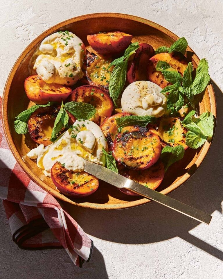 Grilled Peach and Burrata Salad