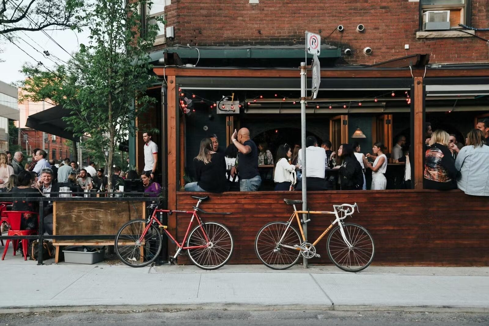 the vibrant exterior of the restaurant