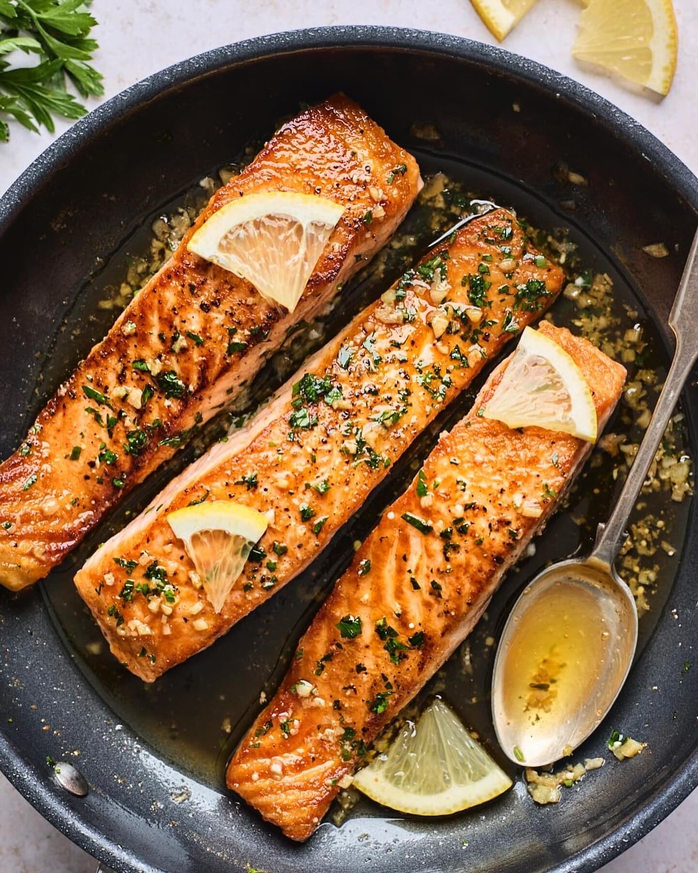 Grilled Salmon with Spring Herbs and Lemon Butter