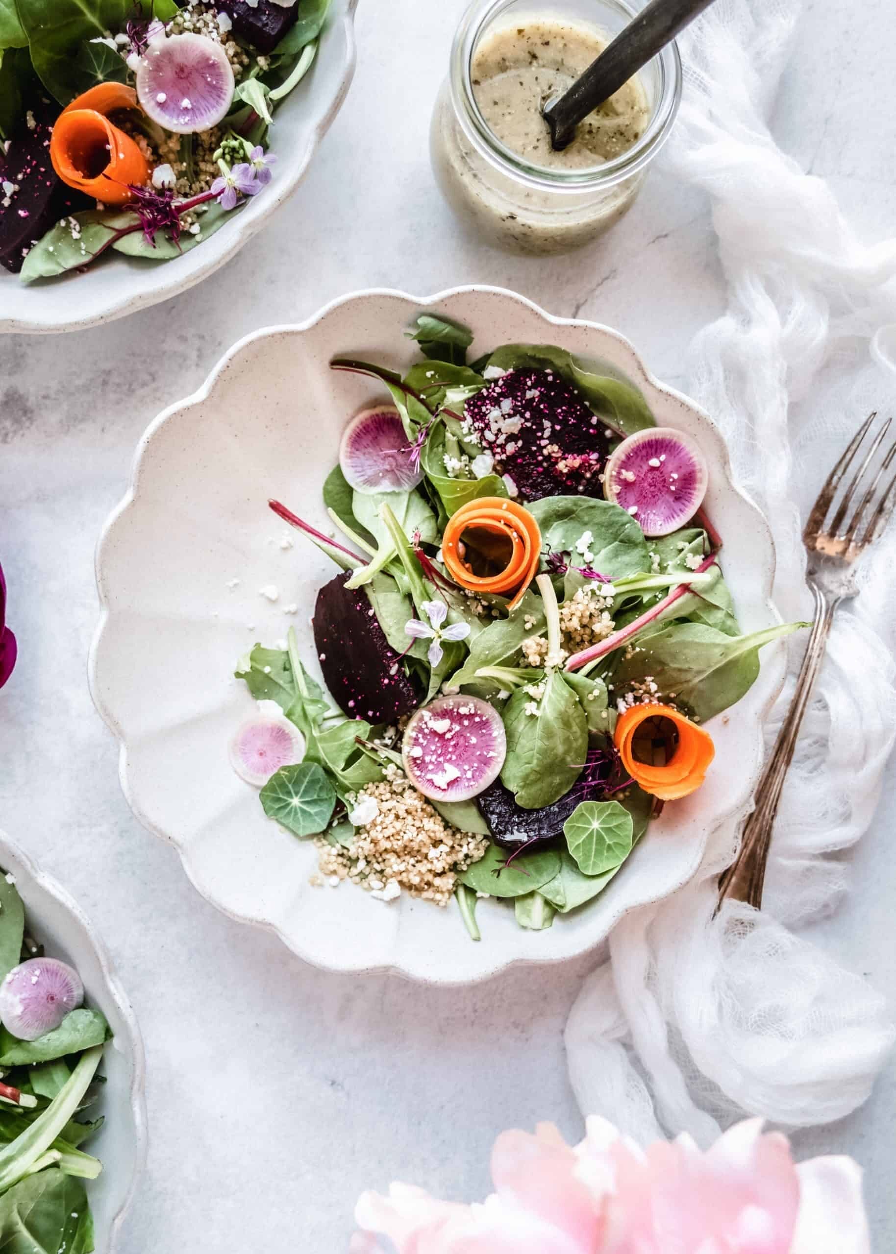picture of a beautiful plate of Roasted Beet and Goat Cheese Salad