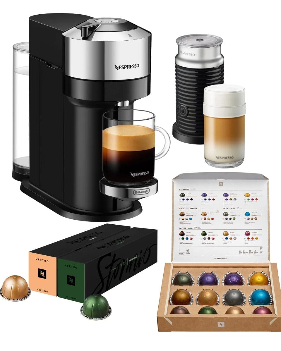 Coffee maker, box of chocolates, and a box of coffee arranged on a countertop, suggesting a cozy coffee moment.