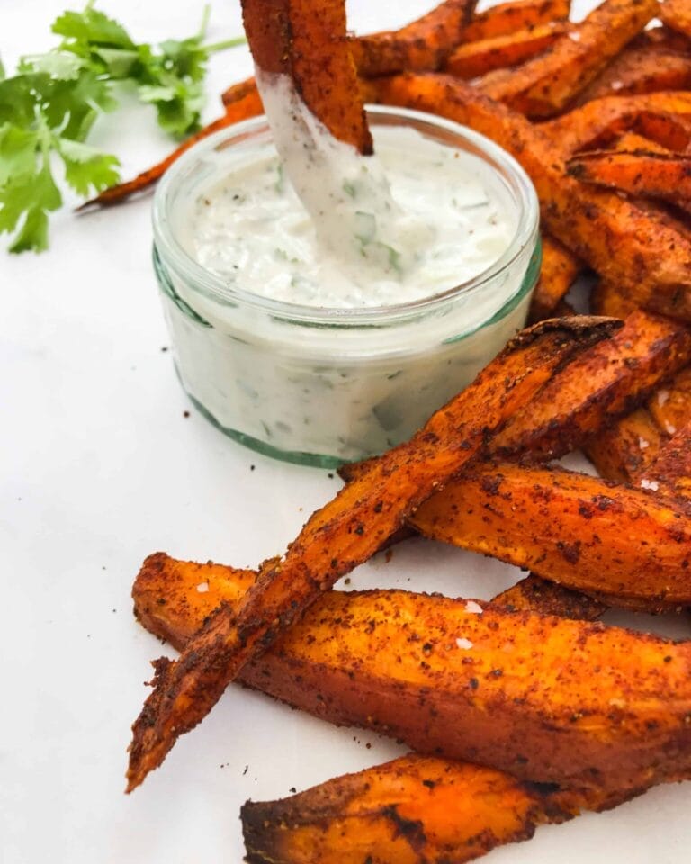 Sweet Potato Wedges with Greek Yogurt Dip