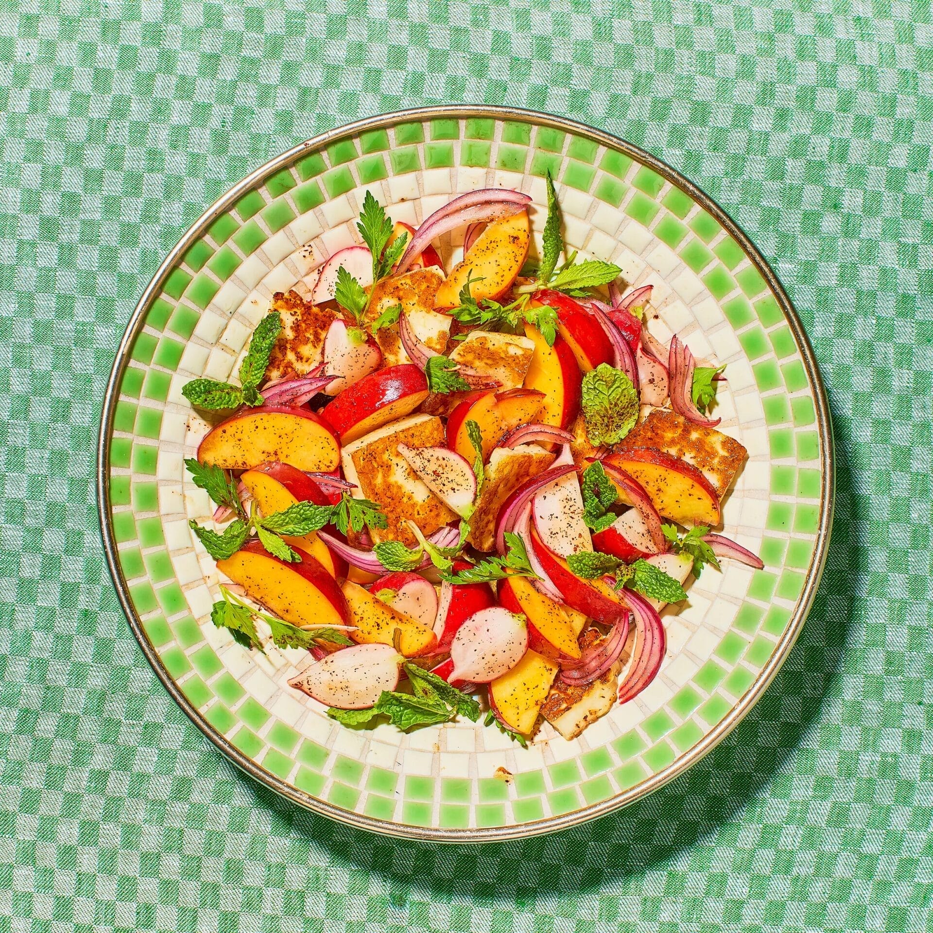 Seared Halloumi and Peach Salad