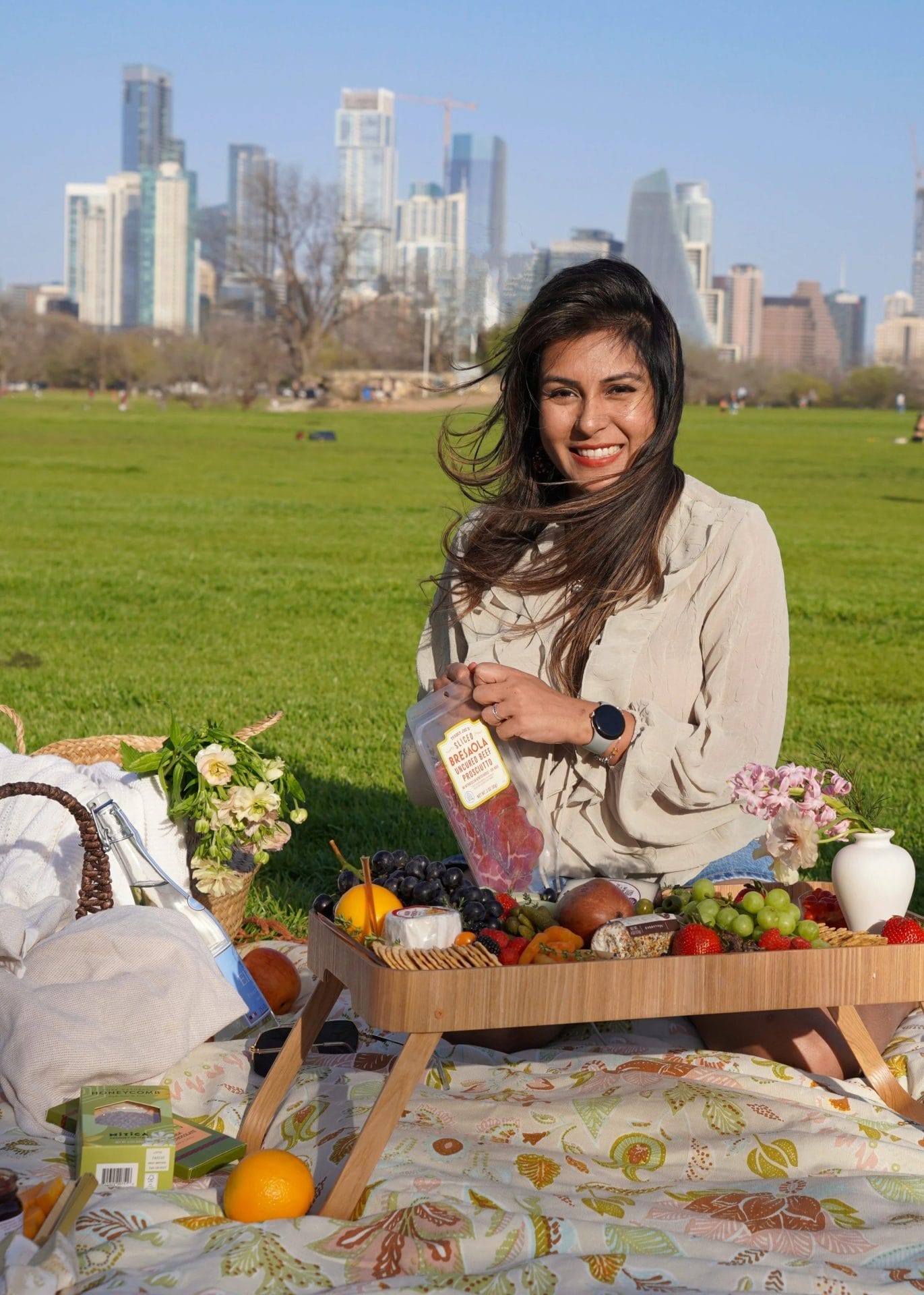 Couples picnic overlooking Toronto skyline at Riverdale Park East