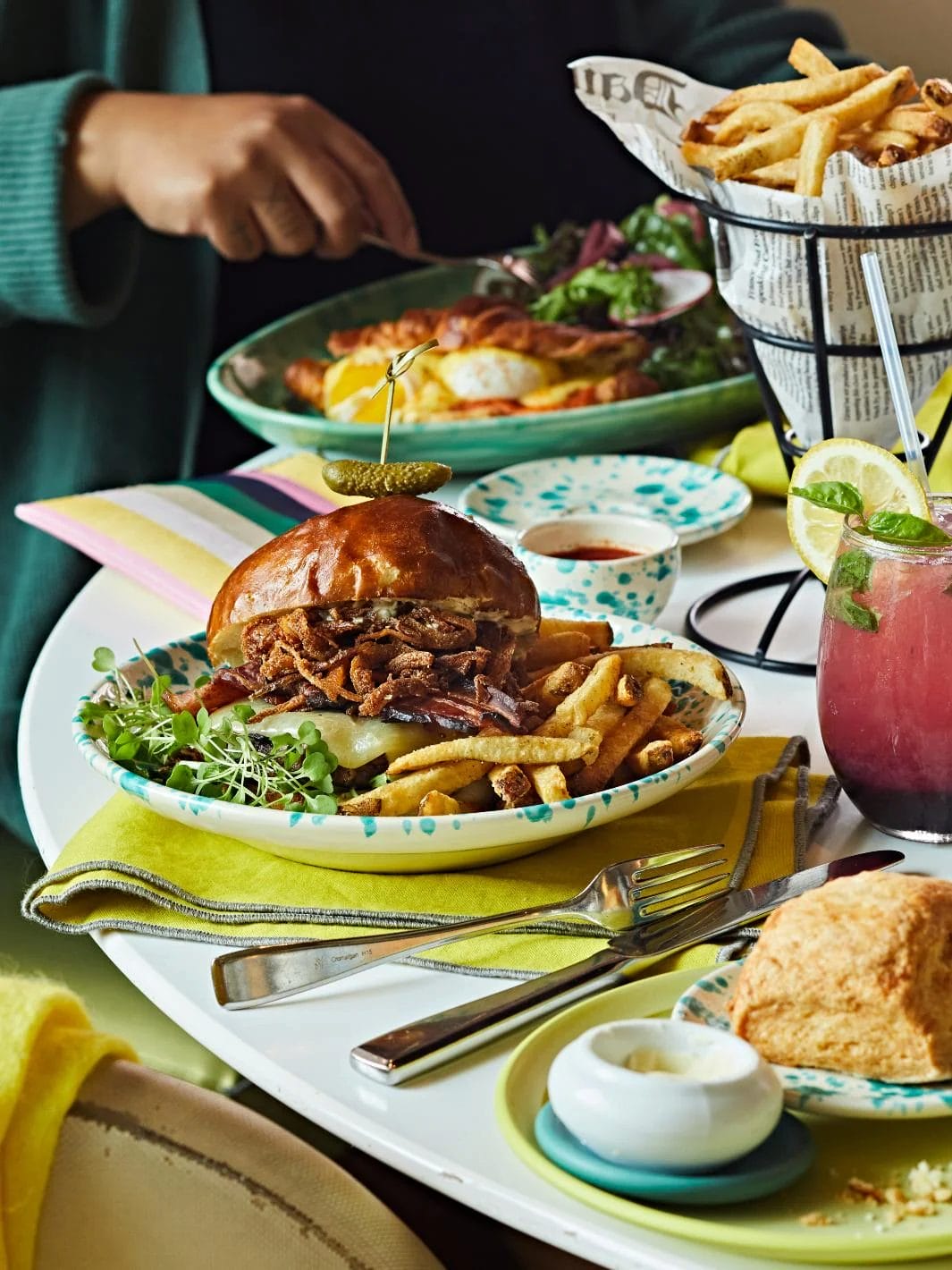 Burger, fries, and brunch cocktails at Mildred’s Temple Kitchen