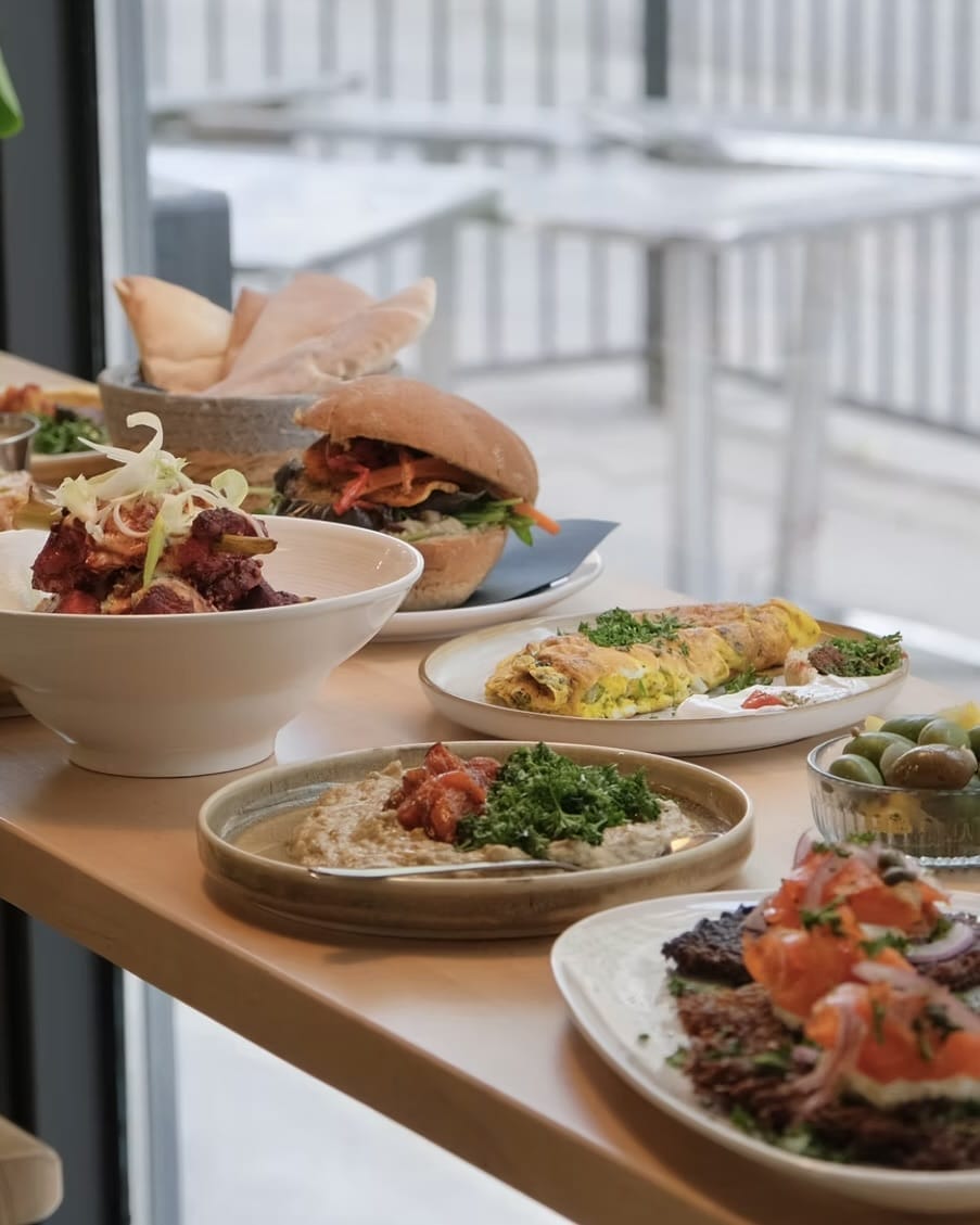 Brunch dishes, sandwiches, and specialty coffee served at The Dialog Cafe in downtown Toronto.