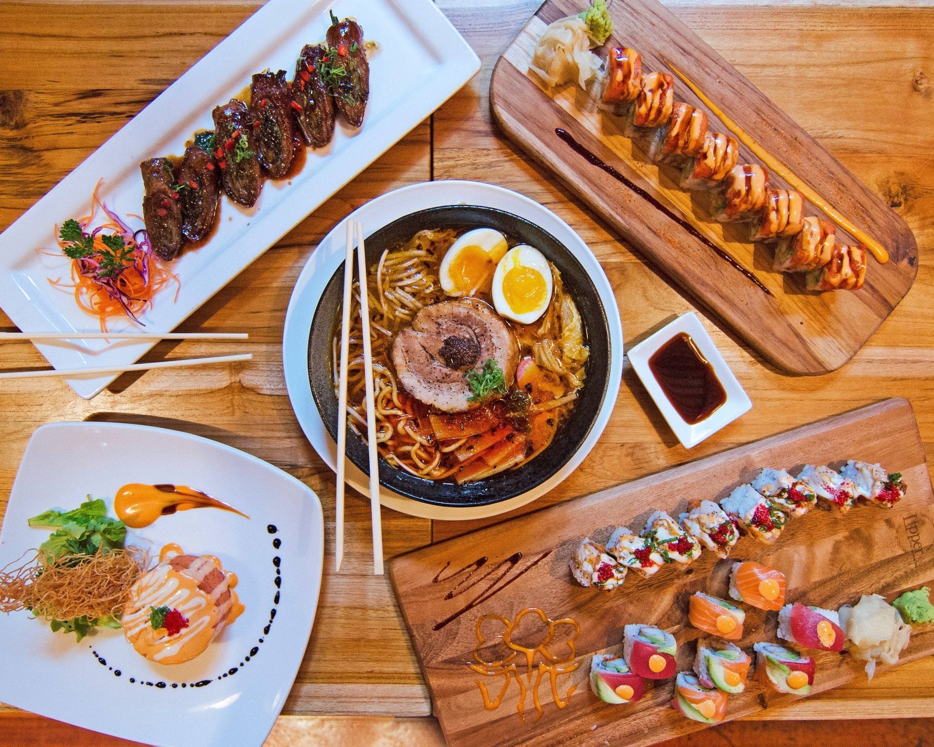Sushi rolls, ramen, and Japanese dishes served at JP Sushi Toronto
