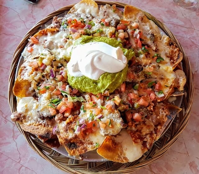 Loaded nachos from late night food spot at sneaky dee's