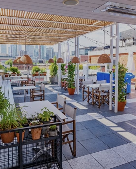 Stock Bar combines Italian dining with an elevated Midtown Toronto patio, offering a relaxed atmosphere focused on wine, pasta, and a more laid-back alternative to downtown nightlife.