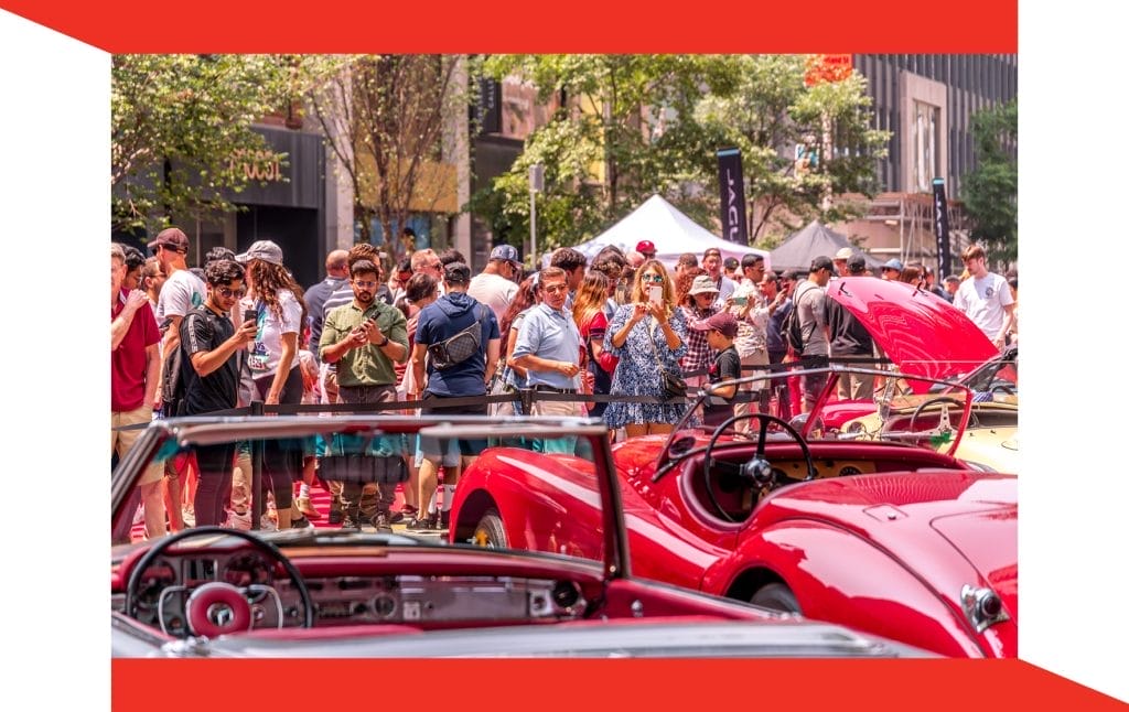 Father’s Day ideas in Toronto include visiting the Yorkville Exotic Car Show with Dad to see classic cars and crowds along Bloor Street.